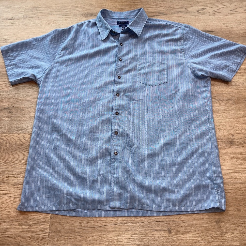 Croft & Barrow Mens XL Blue Micro Striped Short Sleeve Button Down Shirt